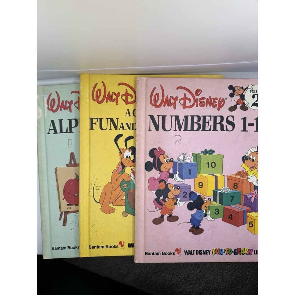 Bantam Books Disney Fun-to-Learn Library Lot Alphabet A-Z & Numbers 1-10 1983